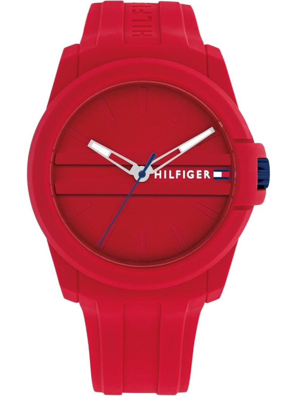 Men's Red Quartz Casual Sport Style Silicone Strap Water-Resistant Wrist Watch